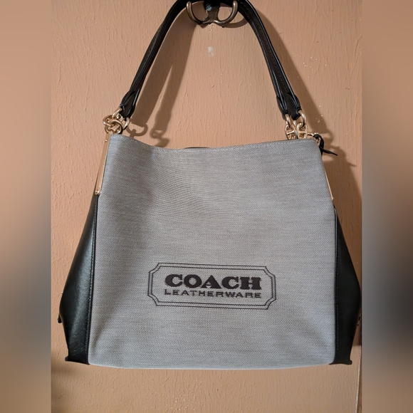 Coach Badge Jacquard Dalton 31 Black Gold Shoulder Bag